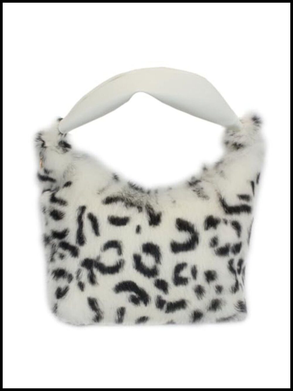 Real Rabbit Fur Hobo Handbag for Women – Zipper Closure, Leather Strap
